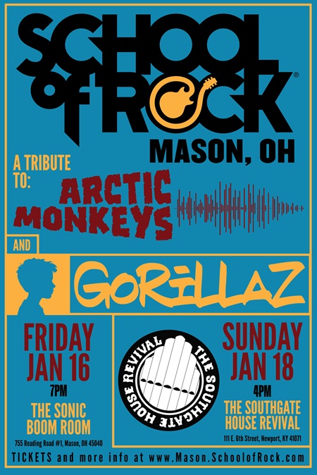 School of Rock Mason Music of Arctic Monkeys and Gorillaz